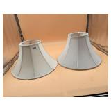 PAIR OF OFF-WHITE FABRIC LAMP SHADES, BELL SHAPE,