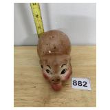 CERAMIC PIG FIGURINE, SHAKER STYLE, BROWN GLAZE,
