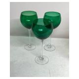 EMO GLASS STEMWARE, EMERALD GREEN BOWLS, CLEAR