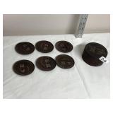 JAPANESE WOODEN COASTER SET, INCLUDES STORAGE
