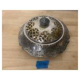 SILVER-TONE SERVING DISH, RETICULATED PIERCED