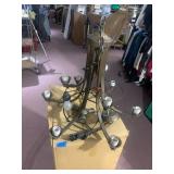METAL CHANDELIER, BRONZE-TONE FINISH, MULTI-ARM,
