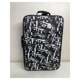 LEISURE LUGGAGE ROLLING SUITCASE, BLACK AND WHITE