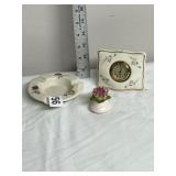 ASSORTED DECORATIVE ITEMS, INCLUDES LENOX CLOCK,