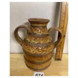 STUDIO POTTERY VASE, EARTHENWARE, DOUBLE HANDLES,