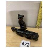 CERAMIC BLACK CAT FIGURINES, GLOSSY FINISH,