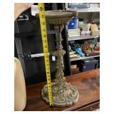 ORNATE CAST METAL PEDESTAL STAND, FLORAL AND