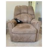 POWER LIFT RECLINER, TAN MICROFIBER UPHOLSTERY,
