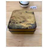 JAPANESE LACQUER BOX, GOLD AND BLACK FINISH,