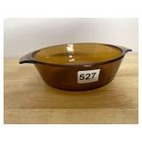 ANCHOR HOCKING FIRE-KING AMBER GLASS CASSEROLE