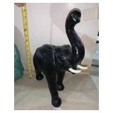 ELEPHANT FIGURINE, BLACK FINISH, FAUX IVORY