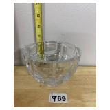 CRYSTAL BOWL, CUT GLASS, GEOMETRIC PANEL DESIGN,