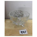 CRYSTAL FOOTED BOWL, PRESSED GLASS, STARBURST