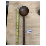 HAND-HAMMERED COPPER LADLE, LONG TEXTURED HANDLE,