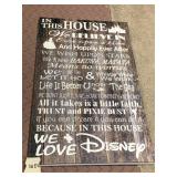 DISNEY THEMED DECORATIVE WALL SIGN, WOOD PLANK