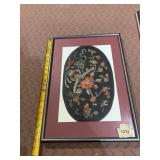 ASIAN STYLE EMBROIDERED TEXTILE, FLORAL AND