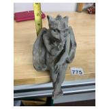 GARGOYLE FIGURINE, CAST STONE, SITTING POSE,