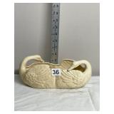 CERAMIC SWAN PLANTER, CREAM GLAZE, CRACKLE