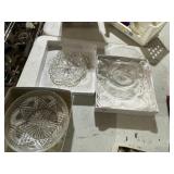 ASSORTED GLASS PLATES, INCLUDES ETCHED FLORAL