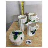 HOLT-HOWARD CERAMIC HOLLY BERRY CREAMER, SUGAR
