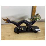 CLOISONNE DRAGON FIGURINE, ENAMELED METAL,