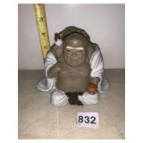 CERAMIC BUDDHA FIGURINE, MATTE BROWN FINISH,
