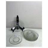 ASSORTED CLEAR GLASS PLATES, INCLUDES FRUIT