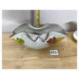 CERAMIC LEAF BOWL, SPECKLED WHITE GLAZE,