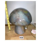MUSHROOM SHAPED TABLE LAMP, SPECKLED ART GLASS