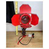 RED METAL STUDIO SPOTLIGHT LAMP, ADJUSTABLE BARN