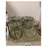 GLASS TUMBLERS, STAINED GLASS STYLE GEOMETRIC