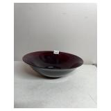 RUBY RED GLASS BOWL, PRESSED GLASS, STARBURST