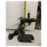 BRONZE-TONE TABLE LAMP, TREE BRANCH MOTIF, FLORAL