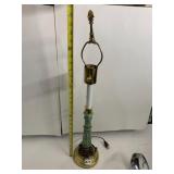 BRASS AND PAINTED METAL TABLE LAMP, COLUMNAR