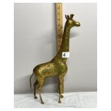 BRASS GIRAFFE FIGURINE, TEXTURED PATTERNED