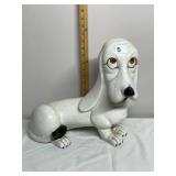 CERAMIC BASSET HOUND FIGURINE, WHITE GLAZE,