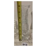 CUT CRYSTAL VASE, STARBURST BASE, SCALLOPED RIM,