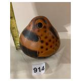 HAND-CARVED GOURD FIGURINE, BIRD MOTIF, BURNED
