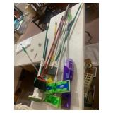 ASSORTED CLEANING TOOLS, INCLUDES SWIFFER MOP