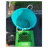 ASSORTED STORAGE, INCLUDES PLASTIC TUB W/ ROPE