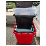 ASSORTED PLASTIC STORAGE TOTES, INCLUDES