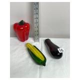 ART GLASS VEGETABLE FIGURINES, INCLUDES BELL