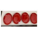 FIESTA CERAMIC OVAL PLATTERS, SCARLET RED GLAZE,