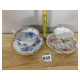 COLLINGWOOD BONE CHINA TEACUP AND SAUCER, BLUE