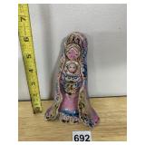 CERAMIC FIGURINE, PINK AND BLUE GLAZE, MOTHER AND