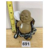 CERAMIC BUDDHA FIGURINE, MATTE TAN FINISH, DRAPED