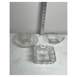 ASSORTED PRESSED GLASS SERVING DISHES, INCLUDES