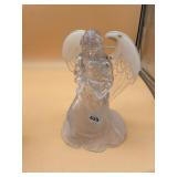ANGEL FIGURINE, CLEAR AND FROSTED GLASS, METAL
