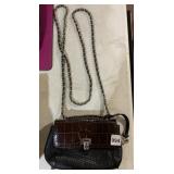 BRIGHTON LEATHER SHOULDER BAG, BLACK LEATHER