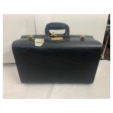 LEATHER ATTACHE CASE, BLACK, GOLD-TONE HARDWARE,
